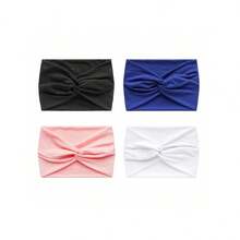 4pcs/Set New Style Wide Solid Color Headbands For Women, Crossed Knot Design, Suitable For Sports, Yoga, And Fashion Girls' Headwraps Casual,Gym Hair Band Turban Headband Sweatband, School Stuff, College Fall Winter Hair Accessories For Women For Vacation Outfits Woman Elegant Scarf Women Bandanas S - Multicolor - View 5