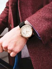 Maserati TRADIZIONE 40mm Quartz Man Watch PVD Rose Gold Case Ivory Dial 3 Hands Date Display With Black Leather Strap - Rose Gold - View 5