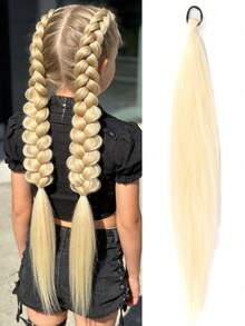 1pc 26 Inch Synthetic Ombre Straight Hair Ponytail Elastic Band, Suitable For DIY Braiding, Children's Daily Wear, Halloween, Christmas, New Year Costume Parties - Multicolor - View 27