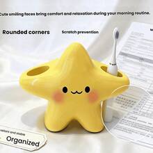 1 Piece Cute Star-Shaped Plastic Toothbrush Holder - Self-Standing Bathroom Storage, Charming Design, Sturdy Plastic Construction, Space-Saving Toothbrush & Toothpaste Organizer - Multicolor - View 4
