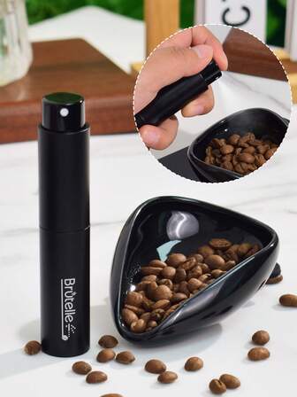 Brutelle 2pcs/Set Ceramic Coffee Bean Weighing Tray + Coffee Bean Mister, Hand Drip Coffee Accessories, Simple And Convenient