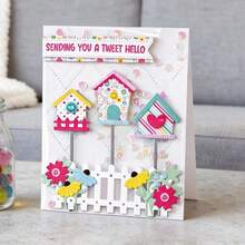 Creative Birdhouse And Fence Dies, DIY Scrapbooking Album And Embossing Stencil, Greeting Card Making Tool, Card Paper Cutting Crafts ,Gift Card Making Template Die Cuts. - Silver - View 2