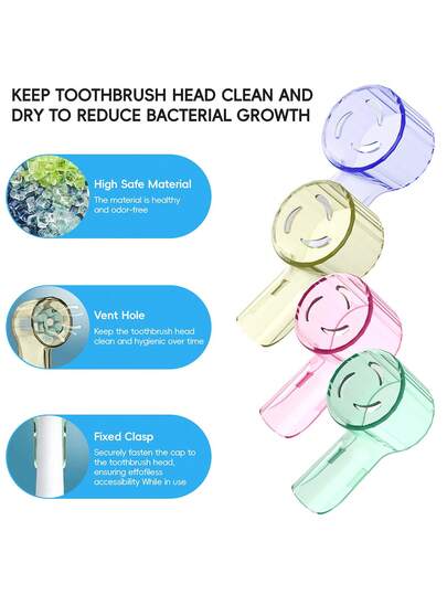 6个装牙刷防尘套，适用于牙刷替换刷头和IO系列牙刷头保护套。经久耐用，易于清洁，保护口腔护理工具免受灰尘和损坏。旅行牙刷套，兼容大多数电动牙刷头。