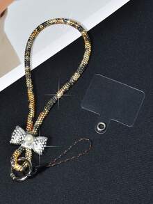 1条奢华水钻珍珠蝴蝶结装饰手机挂绳，创意全水钻钥匙扣吊坠，时尚多彩闪亮腕带，短款手持耐用防丢通用智能手机腕带，适合女性日常、约会、度假、旅行、工作，是送给母亲和女友的绝佳生日礼物 - 彩色 - 查看 35