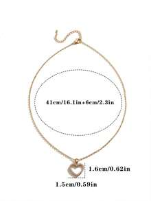 1pc Copper Alloy Cubic Zirconia Encrusted Hollow Heart Pendant, Shiny Luxury Zirconia, Suitable For Daily Wear And Holiday Gifts - Multicolor - View 5