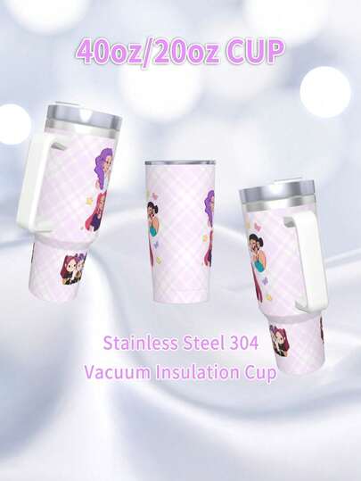 1个40盎司/20盎司猎人主题恶魔设计不锈钢真空保温杯，手绘图案，KPOP主题，咖啡茶旅行杯，双层真空保温，夏季和冬季饮品的完美姐妹礼物，粉丝礼物 | 可爱设计 | 防漏盖，保温效果好，KPOP粉丝收藏品，非常适合上学、旅行、运动和情人节使用