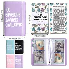 1pc Budget Challenge Workbook - 100 Envelope Budget Challenge Binder With Cash Envelopes, Notebook, Budget Planner, Savings Tracker, New Year Gift - Multicolor - View 3