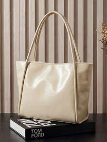 New Fashion Women Large Capacity Casual Versatile Shoulder Tote Bag For Commuting - White - View 10