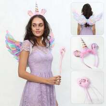 1 件复活节和万圣节派对彩色天使翅膀可爱善良独角兽服装聚酯纤维 - 彩色 - 查看 6