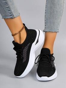 STEPREACH 新款女士休闲运动鞋，透气网布面料，舒适耐穿，轻便易穿，适合驾车穿着 - 黑色 - 查看 5