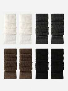 柔软针织保暖袖套，带拇指孔，蓬松保暖，适合寒冷天气，弹性好，Y2K日式长款露指手套 - 彩色 - 查看 14