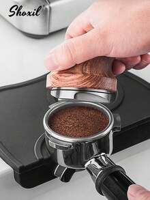 shoxil 1个咖啡粉布撒布器，咖啡布撒布器，意式浓缩咖啡粉撒布工具，木柄咖啡压粉器，51/53/58毫米布撒布器，意式浓缩咖啡配件 - 布粉器 - 查看 2