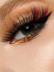 7对彩色仿貂毛假睫毛，猫眼款，100%纯手工制作，蓬松凌乱的3D条纹假睫毛，适合舞台和派对场合使用。 - 彩色 - 查看 7