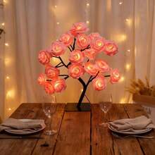 Integrated Set, Artificial Rose Tree Lamp, Lighting Artificial Flowers, Wedding Decoration Props, A Surprise Gift For Your Girlfriend, Romantic Bedroom Night Light, Realistic Artificial Rose Bouquet, Suitable For Weddings, Birthdays, Etc. - 彩色 - 查看 9