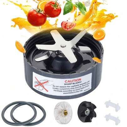Piezas de Repuesto Nutribullet con junta de goma, repuesto de base de cuchilla de acero inoxidable, cuchillas extractoras de repuesto compatibles con licuadoras NutriBullet 600W/900W