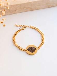 1pc Customized Photo & Name Bracelet, Personalized Thick Curb Chain Photo Bracelet, Double Customization Of Photo & Name, Unique Photo Gift For Partner, Family, Friends, Unisex Customized Valentine's Day Gift - Customized Picture Bracelets - View 6