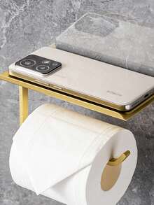 1pc Gold/Tissue Paper Holder, Bathroom Tissue Paper Rack, Toilet Paper Box, Wall-Mounted Tissue Dispenser - Gold - View 10