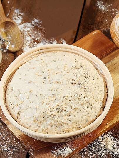 2pcs Small Natural Rattan Round Bread Proofing Basket, Handmade Bread Proving Basket (With Liner), For Dough Preheating And Fermentation, Food , Lightweight, Easy To Clean And Store, Perfect For Baking Enthusiasts And Beginners, Homemade Bread Making, Bread Proofer, Baking Essential, Handcraft Bread Tool, Suitable For 12 Months