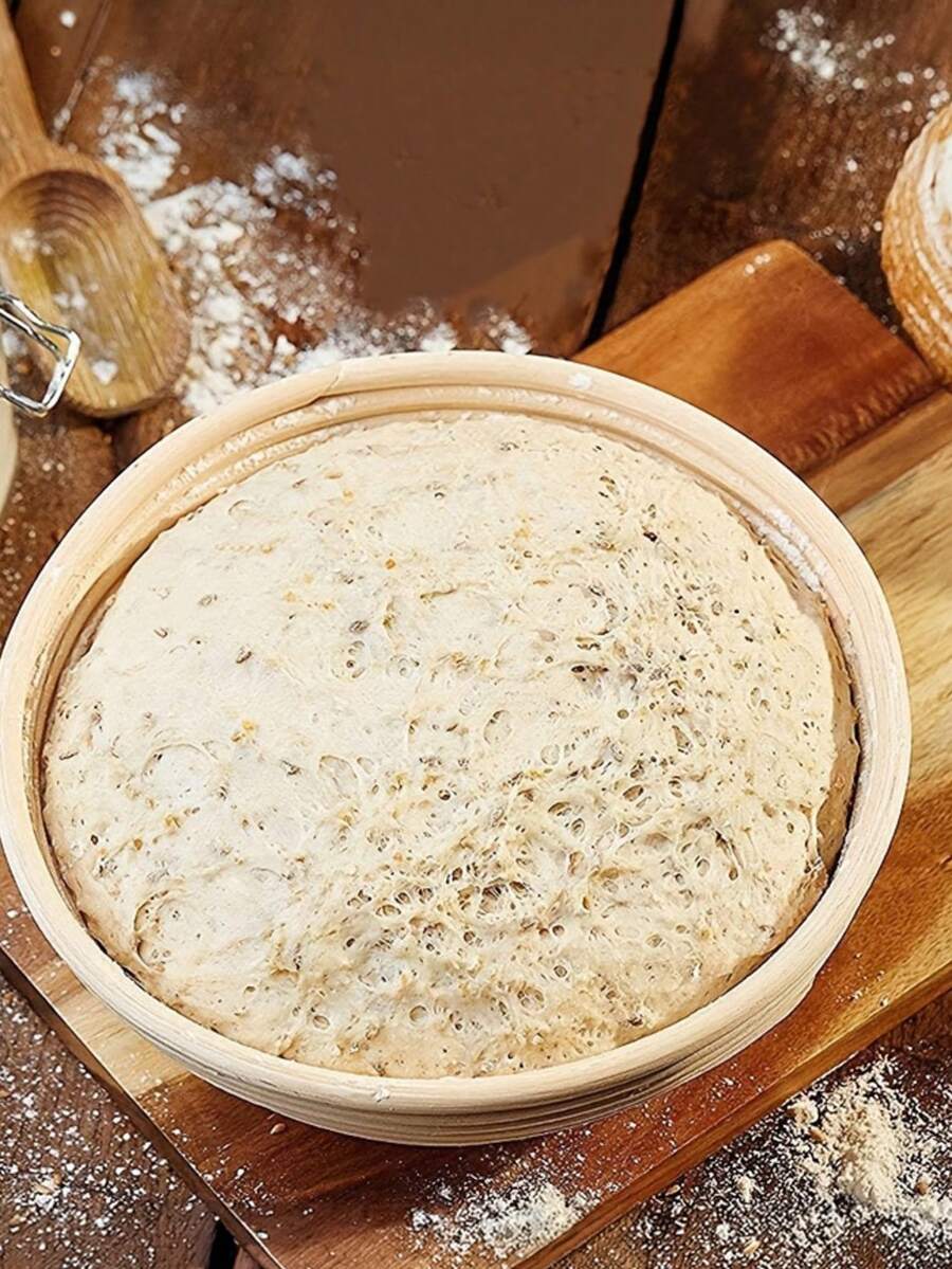 1/2個小號天然藤編圓形麵團發酵籃,手工製作麵團發酵籃,適用於麵團預熱與發酵,,易於清洗,烘焙愛好者與初學者的完美選擇,烘焙必備,適合全年使用 - 白色 - 查看 1