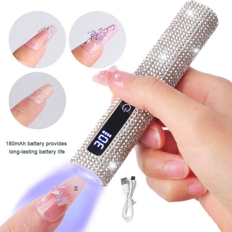 便携式手持UV/LED美甲灯，可固化各种类型的凝胶指甲油，美甲工具，USB充电式速干美甲灯