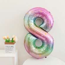 1pc 40-Inch 0-9 Gradient Rainbow Star Number Balloon, Vibrant Gradient Star Print Design, Suitable For Birthday, New Year, Anniversary, Holiday Party Decor, Birthday Number Balloon - Multicolor - View 9