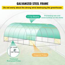 15x7x7ft & 20x10x7ft Walk-In Tunnel Greenhouse, Portable Plant Hot House With Galvanized Steel Hoops, Top Beam, Diagonal Poles, Zippered Door & Roll-Up Windows, White - 20 x 10 x 7 英尺 - 查看 3