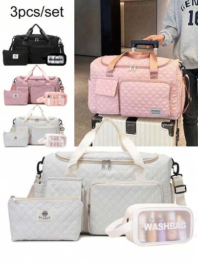 Bộ 3 túi du lịch, bao gồm túi xách tay, túi đeo vai, túi đeo chéo, túi tập gym, túi đựng đồ qua đêm, túi đựng giày nhiều ngăn, túi đựng đồ ướt & khô riêng biệt, túi đựng mỹ phẩm, túi đựng đồ vệ sinh cá nhân, túi đựng đồ chăm sóc da, túi xách tay có khóa kéo nhẹ, dung tích lớn, có thể điều chỉnh, phù hợp cho du lịch, tập gym, hoạt động ngoài trời, công tác, đi học, thời trang thường ngày, thể thao, thiết kế thanh lịch, phù hợp cho sinh viên đại học và nhân viên văn phòng. Túi hành lý, túi du lịch bền chắc, túi xách tay, đồ dùng cần thiết cho kỳ nghỉ hè, đồ dùng du lịch thiết yếu, túi đựng đồ du lịch, phụ kiện du lịch mùa hè.