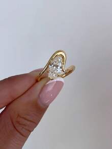 1枚925纯银优雅波浪眼戒指，镶嵌锆石，复古派对生日戒指，女士时尚珠宝礼品 - 波紋馬眼 - 查看 3