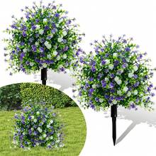 1 شجرة أوكالبتوس اصطناعية بالأرجواني والأبيض، مصنوعة من بلاستيك متين مع أزهار بيضاء وأرجوانية واقعية، مصممة للديكور الخارجي للحديقة والمناظر الطبيعية للحدائق والمناسبات الزفاف، تجمع بين الجمالية الدائمة والاستخدام العملي - متعدد الألوان - مشاهدة 4