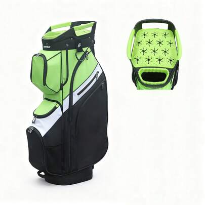 Lightweight Golf Cart Bag - 15-Way Dividers, 9 Zippered Pockets, Single Shoulder Strap, Stylish Design