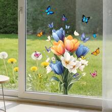 1/5pcs Window Clings, Electrostatic Adsorption Window Film,Patterns Include Butterflies And Various Flowers. Suitable For Bedroom And Home Decor. - Multicolor - View 10