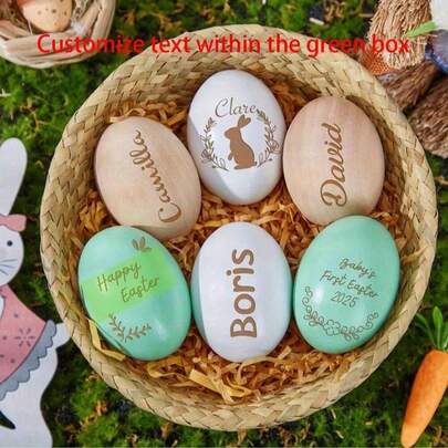 1pc Customizable Personalized Easter DIY Eggs, Craft And Easter Decor, Wooden Artificial Eggs Suitable For Photography, Tabletop Decor, Egg Hunt, Easter Party Decoration And Basket Filler, Can Also Be Colored With Pencils To Create Unique Easter Eggs