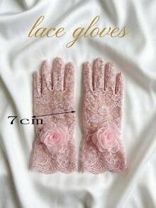 1 Đôi Găng Tay Ren Hoa Hồng Cho Bé Gái, Kích Cỡ 4-12 Tuổi, Găng Tay Ren Co Giãn Siêu Cao Cho Bé Gái - Phụ Kiện Chụp Ảnh Đám Cưới, Thi Hoa Hậu, Phù Hợp Cho Bé Gái Cưới, Biểu Diễn Khiêu Vũ & Công Chúa Sinh Nhật - 1Pair - Xem 9