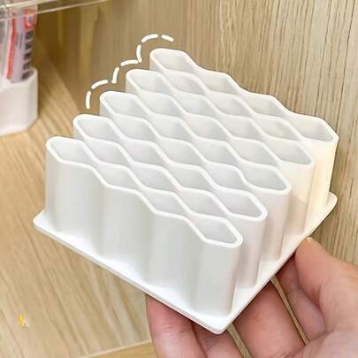 1pc Wave-Shaped Storage Box, 32 Compartments Vertical Multi-Layer Storage, Desktop Organizer Rack, Durable, Space-Saving Storage Shelf, Easy To Install, Suitable For First Aid Supplies, Medicines, Bandages, Cosmetics Storage At Home, Office, Clinic, Pharmacy