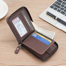 Patchwork Leather Design, Showcasing Fashionable Aesthetics. The Short, Horizontal Design Is Compact And Portable, With Durable Collagen-Bound Edges, Making It A Perfect Gift For Your Boyfriend, Dad, Or Father's Day Present. - Coffee Brown - View 3