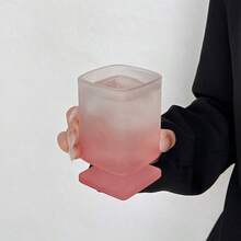 2件套高级渐变粉色杯子，完美方形马克杯，独特造型杯子 - 粉色 - 查看 6