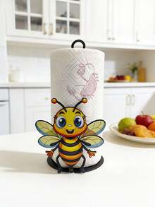 可爱蜜蜂造型纸巾盒架 | 铁艺设计，带防滑底座，适用于厨房台面、客厅、餐桌、卧室、浴室及各种装饰场景 - 彩色 - 查看 6