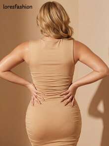 Women Long Dresses - Beige - View 4