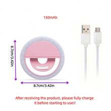 1pc Portable Mini Clip-On Selfie Light, 28 LED Ring Light, 3 Lighting Modes, For Smartphone & Computer, Suitable For Makeup, Zoom Meetings, Live Streaming, Perfect Selfie & Video Calls, Built-In 150mAh Rechargeable Battery - White Light - View 12