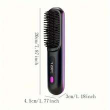 Portable Cordless Hair Straightener Brush, Mini Travel Hair Brush Straightener With Ceramic Coating, Anti-Scald Design, Rechargeable Hairbrush Straightener Brush For Women, Black/Pink/White - 白色 - 查看 3