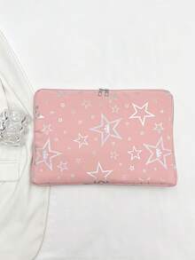 Túi đựng laptop/máy tính bảng màu trơn, kiểu dáng tối giản sang trọng với họa tiết ngôi sao, nhiều kích cỡ, chống nước, thích hợp cho du lịch. - Hồng - Xem 2