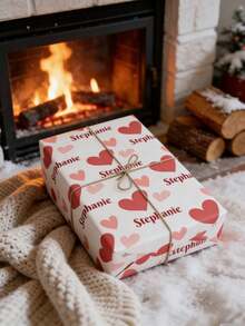 1/3/5pcs Custom Text Wrapping Paper, Personalized Valentine's Day Gift Wrap With Name, Romantic Couple Gift Wrap For Anniversary Valentine's Day Christmas Birthday - Multicolor - View 3