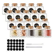 12/24/48PCS Square Glass Bottles With Lids, Mini Glass Jars, And Multi-Purpose Vials For Candy, Potions, Spices, DIY Crafts, Gifts, Birthdays, Weddings, And Parties. - Multicolor - View 8
