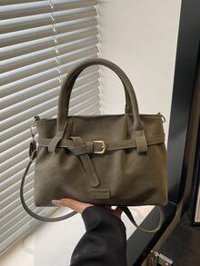 复古哑光女士手提包，小号托特包，2026新款高品质小众褶皱单肩斜挎包 - 彩色 - 查看 12