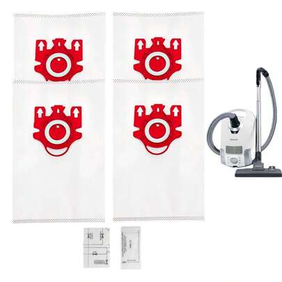 适用于Miele FJM系列吸尘器的2/4/6/8/10/12个装HyClean集尘袋，包括Classic C1、Complete C1、Compact C2、S227、S241、S270、S280、S400、S2、S5、S8系列、S 6000 - S 6999、S 6、S 4000 - S 4999、S 4、S 700 - S 799、S 500 - S 578、S 300i - S 399、S 290 - S 299、S 241 - S 256i，带过滤器的真空吸尘器集尘袋