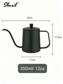 shoxil 1pc Black Stainless Steel Coffee Pot, Hand Drip Coffee Maker, Espresso Coffee Tool, Tea Pot, Water Kettle, 350ml/12oz And 600ml/20oz, Suitable For Daily Use, Saudi National Day Gift, Applicable For Home And Cafe - Black - View 13