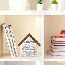 1/2pcsA Wooden House-Shaped Sign Printed With Blessings For Parents, A Warm And Inviting Desktop Decoration, Suitable For Bookshelves, Entryways, And Bedrooms-The Perfect Gift For Parents. - Multicolor - View 6