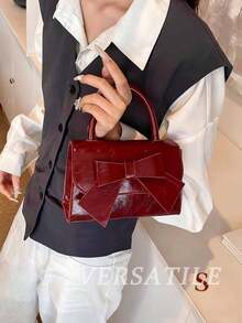 Fashion Solid Color Mirrored Handbag Evening Bag, Charming And Elegant Women's Business Bag, Suitable For Party Girls, College Students, Brides, Match With Party Dresses, Wedding Dresses, Evening Dresses, Tight Skirts, Very Suitable For Weddings, Gatherings, Banquets, Parties, Dances, Best Gifts For Women - 酒紅色 - 查看 3