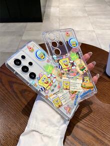 1pc Cartoon Spongebob Pineapple Vacation Graphic Perforated Airbag Anti-Fall Phone Case Protective Cover Compatible With Samsung/Compatible With IPhone 17/16/15/14/13/12/11 Pro Max/12 Pro/14 Plus And Other Models - Multicolor - View 6