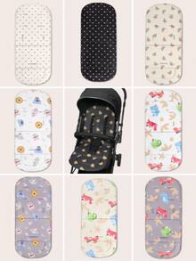 1pc Cartoon Pattern Baby Stroller Seat Cushion, Skin-Friendly Soft Durable Non-Deformable, Suitable For All Seasons Without Sweating, Removable Washable Anti-Slip, Multiple Patterns Available, Fits Various Baby Stroller Models